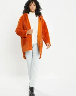 Manteau en Fausse Fourrure Avi rouille