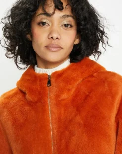 Manteau en Fausse Fourrure Avi rouille