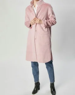 Manteau en Fausse Fourrure Olivia vieux rose
