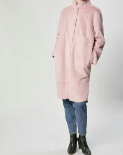 Manteau en Fausse Fourrure Olivia vieux rose