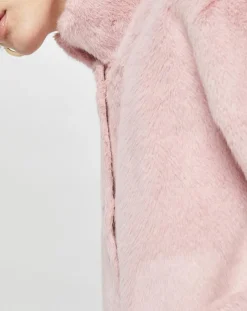 Manteau en Fausse Fourrure Olivia vieux rose
