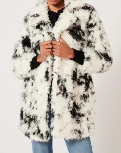 Manteau en fausse fourrure Hippy Nounours noir/blanc