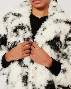 Manteau en fausse fourrure Hippy Nounours noir/blanc