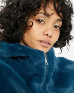 Manteau en Fausse Fourrure Avi bleu