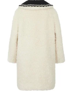 Manteau en Fausse Fourrure Nounours col amovible écru