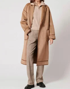 Manteau en Fausse Peau Monranda camel