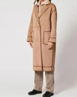 Manteau en Fausse Peau Monranda camel