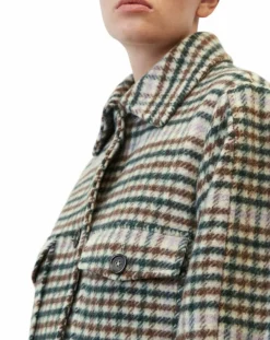 Manteau en Laine mélangée à carreaux multicolore