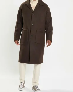 Manteau en Laine mélangée bouillie marron