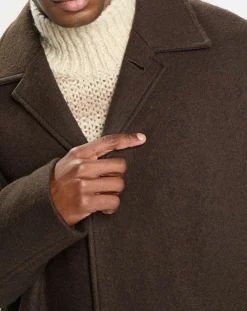 Manteau en Laine mélangée bouillie marron