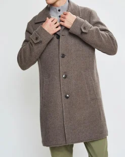 Manteau en Laine mélangée Chevron beige foncé
