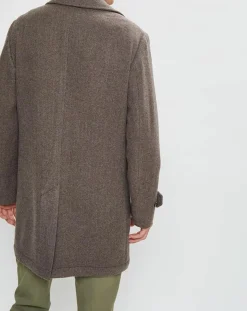 Manteau en Laine mélangée Chevron beige foncé