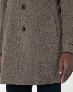 Manteau en Laine mélangée Chevron beige foncé