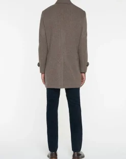 Manteau en Laine mélangée Chevron beige foncé