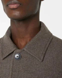 Manteau en Laine mélangée Chevron beige foncé