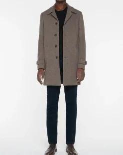 Manteau en Laine mélangée Chevron beige foncé