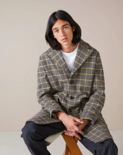 Manteau en Laine mélangée Coop à carreaux noir/jaune