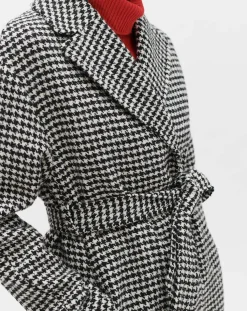 Manteau en Laine mélangée Granta pied-de-poule écru