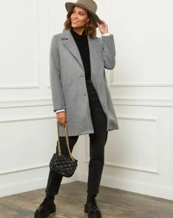 Manteau en Laine mélangée Josette gris