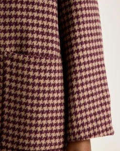 Manteau en Laine mélangée Joanne pied de poule bordeaux