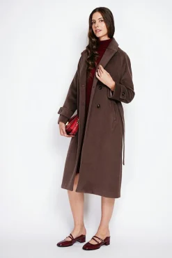 Manteau en Laine mélangée marron