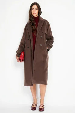 Manteau en Laine mélangée marron