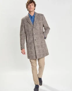 Manteau en Laine mélangée Prince de Galles gris clair