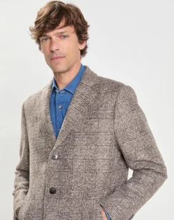 Manteau en Laine mélangée Prince de Galles gris clair