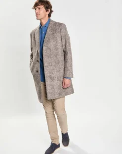 Manteau en Laine mélangée Prince de Galles gris clair