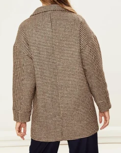 Manteau en Laine mélangée Sophies pied-de-poule marron