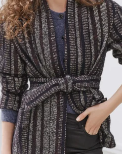 Manteau en Laine mélangée Vivia à rayures marine/blanc/marron