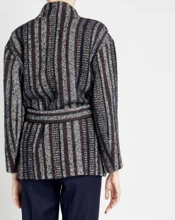 Manteau en Laine mélangée Vivia à rayures marine/blanc/marron