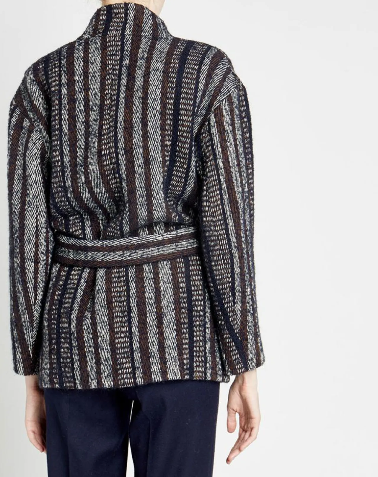 Manteau en Laine mélangée Vivia à rayures marine/blanc/marron
