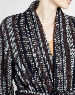 Manteau en Laine mélangée Vivia à rayures marine/blanc/marron