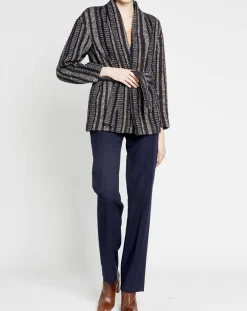 Manteau en Laine mélangée Vivia à rayures marine/blanc/marron