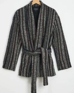 Manteau en Laine mélangée Vivia à rayures marine/blanc/marron