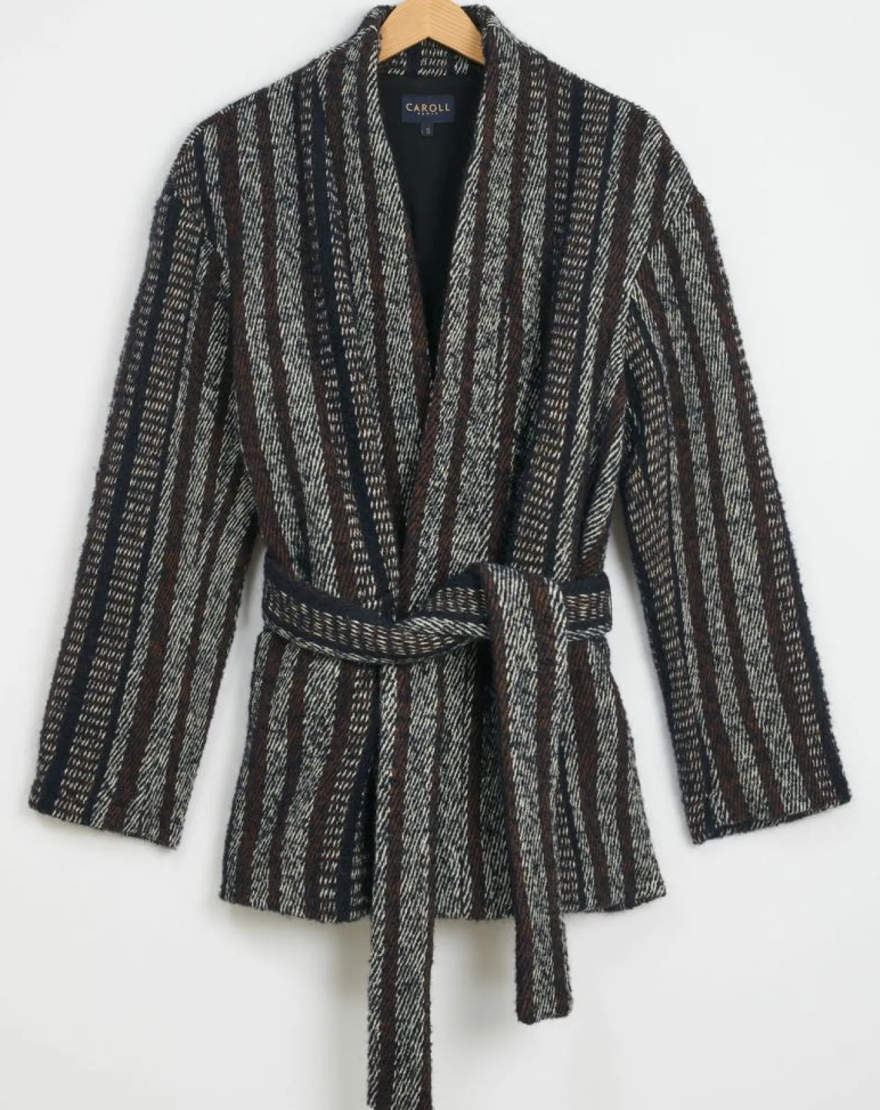 Manteau en Laine mélangée Vivia à rayures marine/blanc/marron