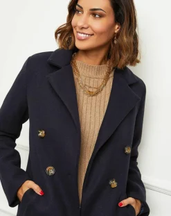 Manteau en Laine mélangée Zoe marine