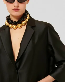 Manteau en satin Martin noir