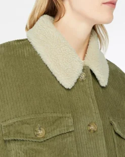 Manteau en Velours côtelé Lucky kaki