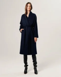Manteau Élise long bleu nuit