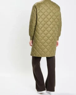 Manteau long matelassé kaki