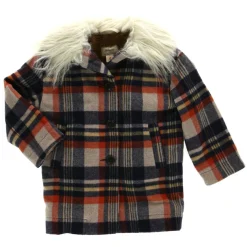 Manteau Luth à carreaux marine/rouille