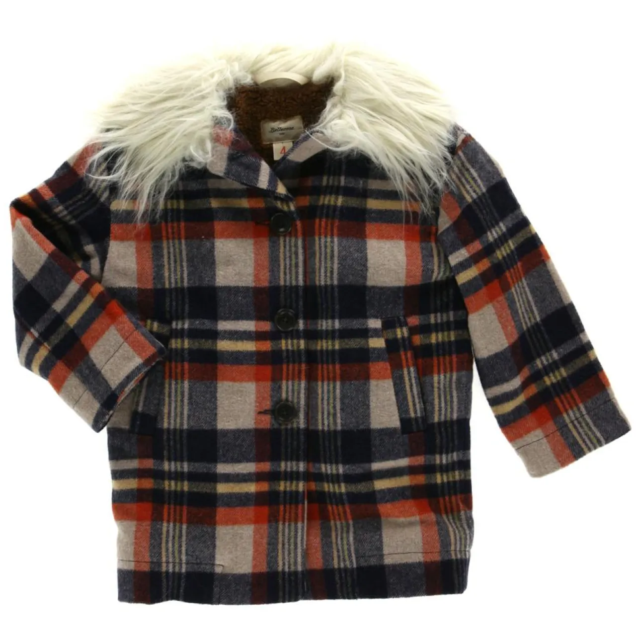 Manteau Luth à carreaux marine/rouille