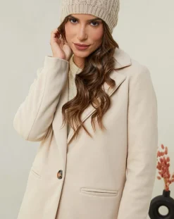 Manteau rose ecru