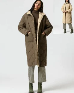 Manteau réversible Marie kaki/beige