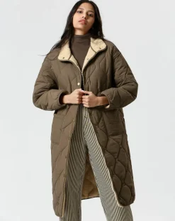 Manteau réversible Marie kaki/beige