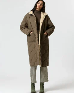 Manteau réversible Marie kaki/beige