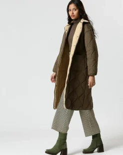Manteau réversible Marie kaki/beige