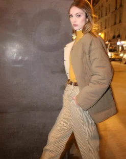 Manteau réversible Virginie kaki/beige